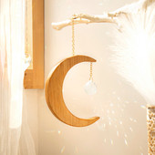 Priehľadná guľa Suncatcher Drevený Mesačný krištáľ Sun Catcher Rainbow Market Home Decor Závesné kryštály na dekoráciu okien a záhrady