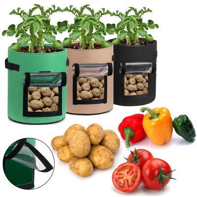 Ерозионно одеяло с контейнер за засаждане на картофи GrowPlanter Удебелена саксия Градински филц Платнена чанта Направи си сам Patio Катерица Храна за навън