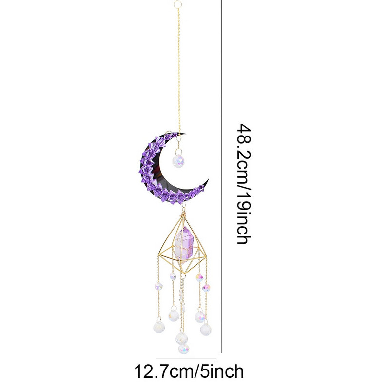 Krištáľový lapač slnka, hranol, okno, dúhový stroj, mesiac, krištáľová guľa, ametystový prívesok, lapač slnka, závesná ozdoba, záhradná dekorácia