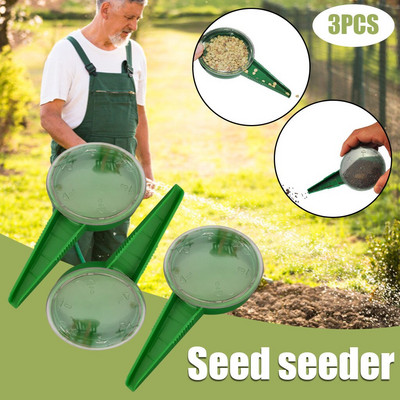 Feeder Élelmiszer kültéri Mini kézi kertészeti eszközök Virág fűmag vetőgép Vetőgép Hasznos eszköz 3db házi tálcák növények számára