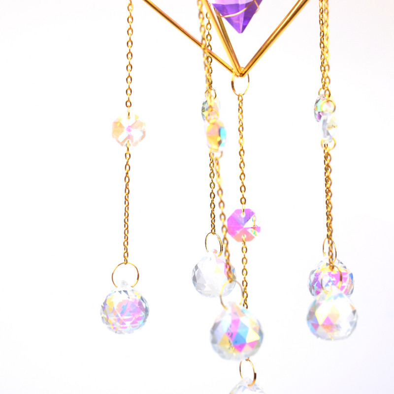 Krištolo saulės gaudyklė prizmė, langas vaivorykštės formuotojas Mėnulio krištolo rutulys ametisto pakabukas saulės gaudyklė ​pakabinamas ornamentas sodo dekoras