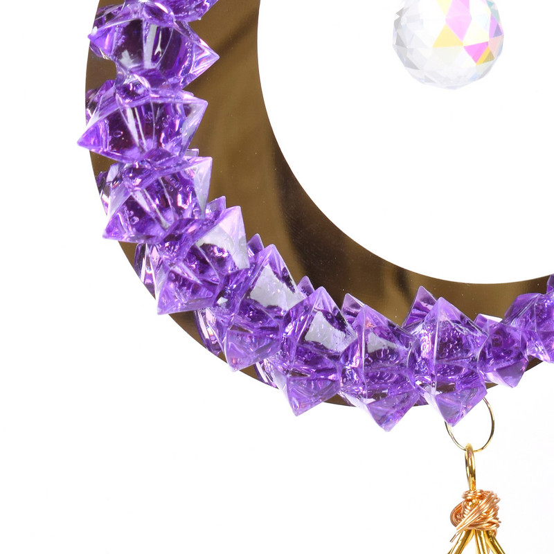 Krištolo saulės gaudyklė prizmė, langas vaivorykštės formuotojas Mėnulio krištolo rutulys ametisto pakabukas saulės gaudyklė ​pakabinamas ornamentas sodo dekoras