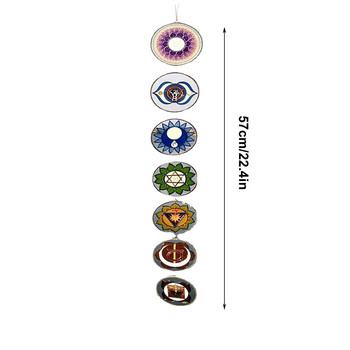 Garden Suncatchers Модерен оцветен акрилен комплект от 7 чакри Духовен подарък - Модерен оцветен акрилен комплект от 7 висящи вятърни камбанки