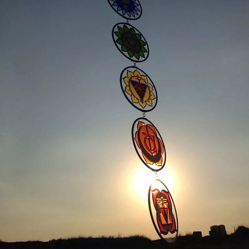 Záhradné Suncatchers Moderná akrylová sada 7 čakier Duchovný dar - Moderná akrylová sada 7 visiacich zvonkohier