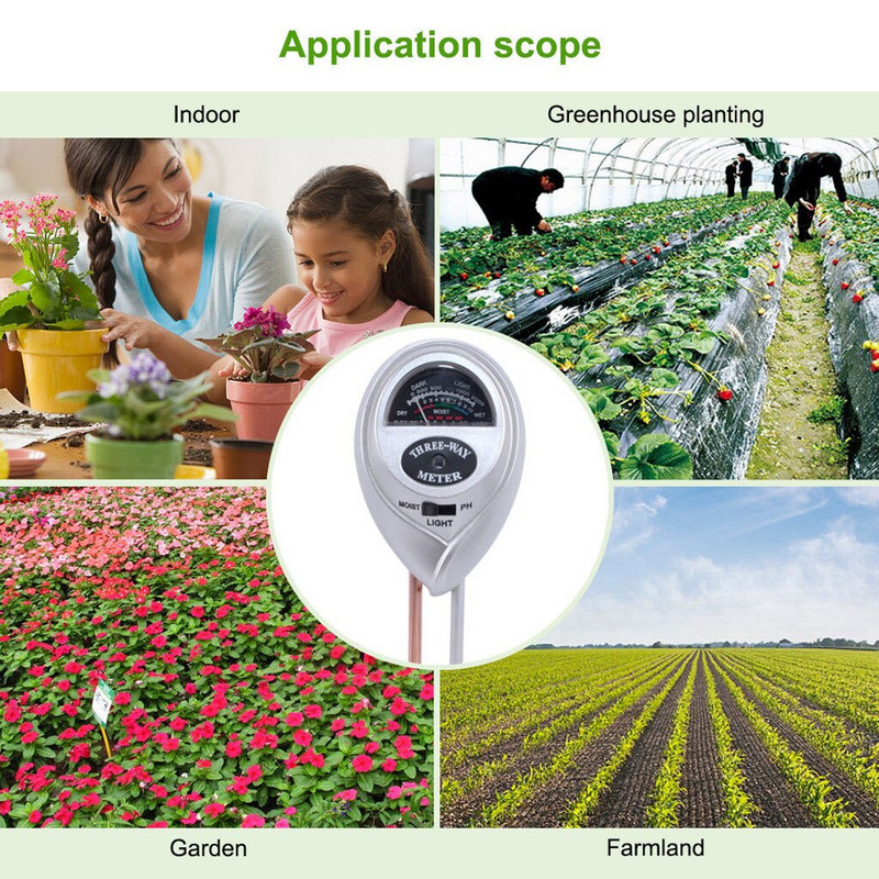Töktermesztő készlet teszter 3 PH az 1-ben készlet virágmérő fénymérő növényi víz kerti udvarhoz pázsithoz és kerthez induló melegítő szőnyegek