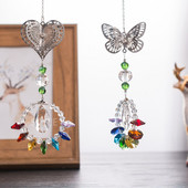 LEISI Kovová motýľová čakra v tvare srdca, dúhový slnečník, záhradná dekorácia, vonkajšia domáca svadobná dekorácia