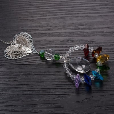 LEISI Kovová motýľová čakra v tvare srdca, dúhový slnečník, záhradná dekorácia, vonkajšia domáca svadobná dekorácia