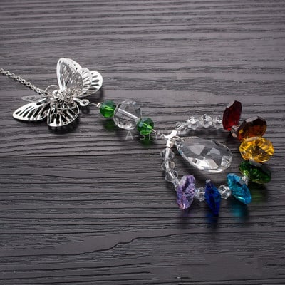 LEISI Kovová motýľová čakra v tvare srdca, dúhový slnečník, záhradná dekorácia, vonkajšia domáca svadobná dekorácia