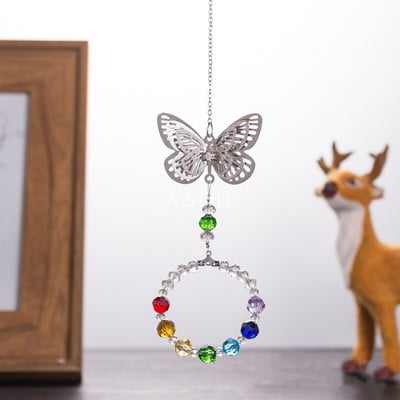 LEISI Kovová motýľová čakra v tvare srdca, dúhový slnečník, záhradná dekorácia, vonkajšia domáca svadobná dekorácia