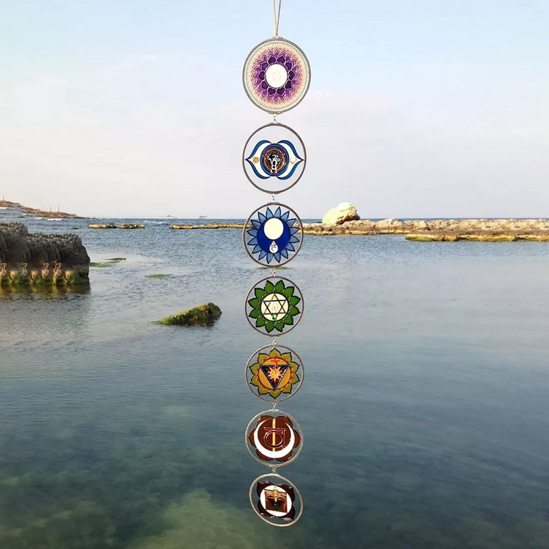 Záhradné Suncatchers Moderná akrylová sada 7 čakier Duchovný dar - Moderná akrylová sada 7 visiacich zvonkohier