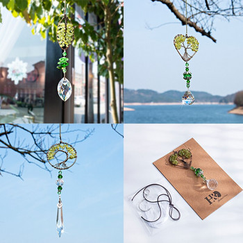 H&D комплект 3 бр. Green Tree of Life Crystal Suncatcher Rainbow Maker Висяща висулка за сувенир за прозорец/градина/кола Колекционерски подарък
