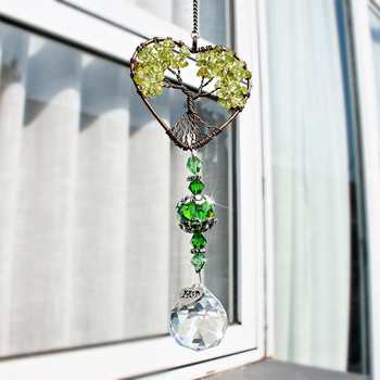 H&D комплект 3 бр. Green Tree of Life Crystal Suncatcher Rainbow Maker Висяща висулка за сувенир за прозорец/градина/кола Колекционерски подарък