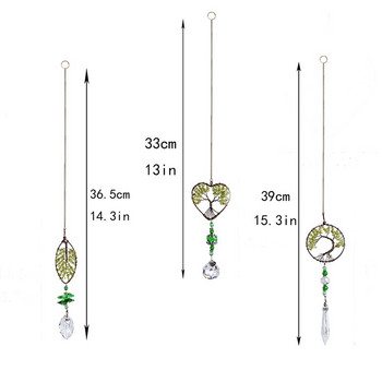 H&D комплект 3 бр. Green Tree of Life Crystal Suncatcher Rainbow Maker Висяща висулка за сувенир за прозорец/градина/кола Колекционерски подарък