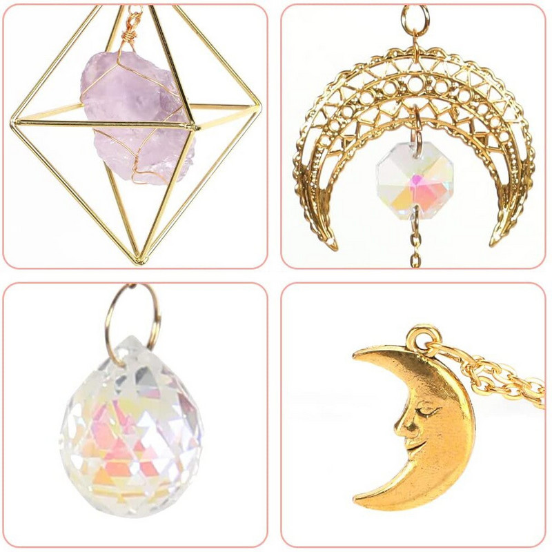 Sun Catcher Moon Decor Langas Suncatcher Apšvietimo priedai Sodas Namų apdaila Vitražas Šviesos gaudyklė Kabantis pakabukas