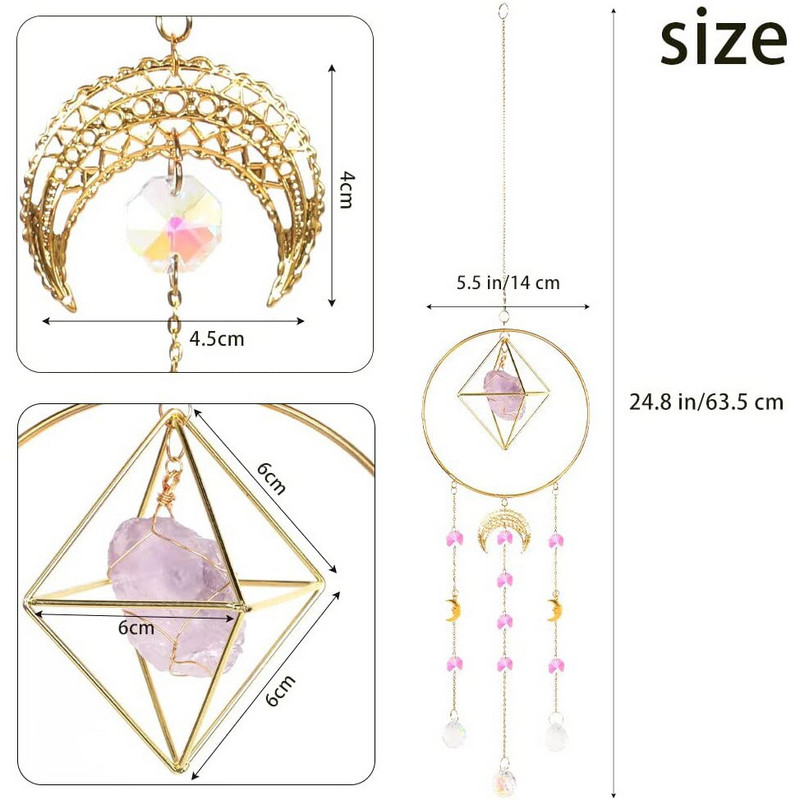 Sun Catcher Moon Decor Langas Suncatcher Apšvietimo priedai Sodas Namų apdaila Vitražas Šviesos gaudyklė Kabantis pakabukas