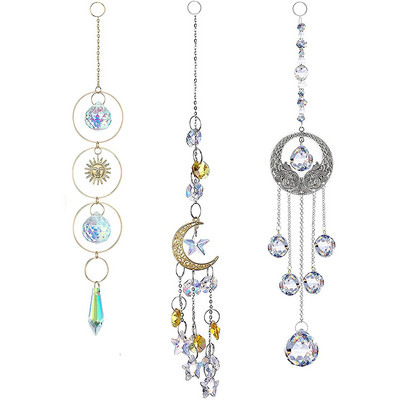 Sun Catcher Crystal Suncatcher Градина с витражи Jardineria Decoracion Exterior Prisma Light Catcher Moon Colgantes De Viento