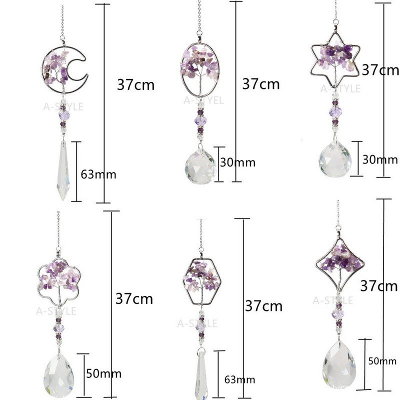 LEISI Rainbow Maker Krištáľový strom života Suncatcher Liečivý závesný sklenený prívesok s čakrami do domu, okna, auta, záhrady