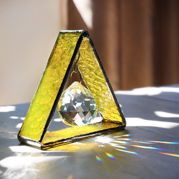 H&D 1 бр. Suncatcher Висяща призма от кристална топка с метален стъклен триножник Висулка Дъгова украса за градински домашен сватбен декор