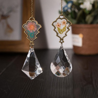 Crystal Suncatcher Lustra, slīpēta prizma, kulons, logs, piekarināms ornaments mājas dārza dekors figūriņa Metāla amatniecība Ziemassvētku dāvanas