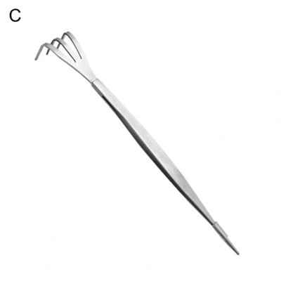 24,5 cm-es 3-ágú kertészeti gyökérgereblye, nagy keménységű rozsdamentes acél gyökérgereblye Bonsai csipesz Talajművelési eszköz Bonsai gyökérgereblye