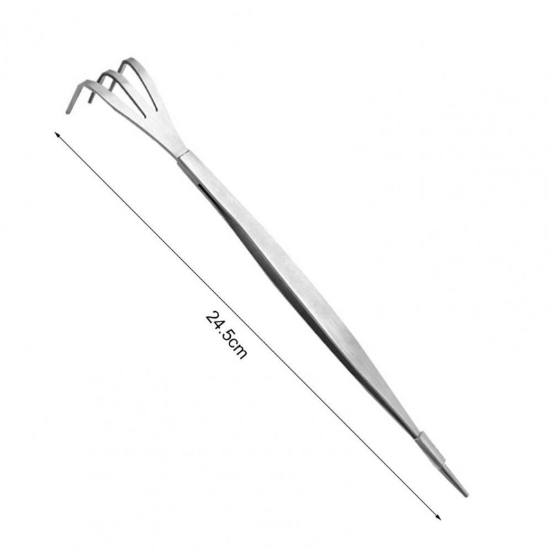 24,5 cm-es 3-ágú kertészeti gyökérgereblye, nagy keménységű rozsdamentes acél gyökérgereblye Bonsai csipesz Talajművelési eszköz Bonsai gyökérgereblye
