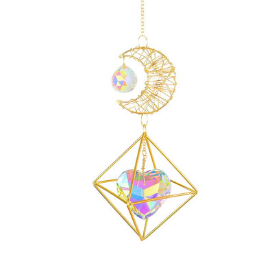 Krištolo šviesą gaudanti papuošalai pakabukas vėjo varpelis deimantinis meilės širdis Longan spalvotas apšvietimas rutulys sodo saulės gaudyklių dekoras