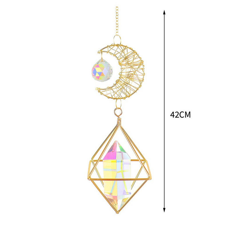 Krištolo šviesą gaudanti papuošalai pakabukas vėjo varpelis deimantinis meilės širdis Longan spalvotas apšvietimas rutulys sodo saulės gaudyklių dekoras