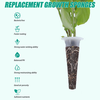 50 опаковки Grow Sponges Seed Pods Kit Seed Pods Резервни гъби за растеж на корени Комплект хидропоника за семена Започване на растеж на корени