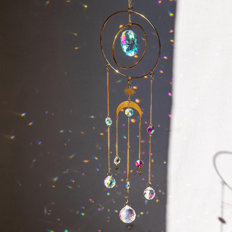 Dekoratívne záhradné lapače slnka, pútavé falošné krištáľové zvonkohry, estetické trblietavé hranoly, lapače slnka, domáca dekorácia na terasu