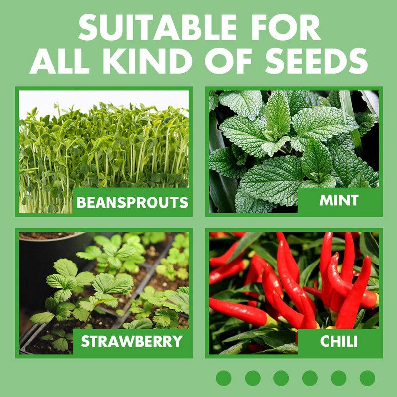 Malé plastové balenia, priehľadný rozmnožovací materiál, krabica na rozmnožovací materiál, skleníkový podnos, vnútorný trávnik, terasa a ručný rozmetač