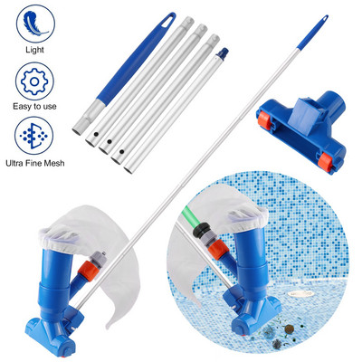 Мини преносима прахосмукачка за плувен басейн Аксесоари за почистване на басейн с 5 секционни полюса Наземен басейн СПА езера