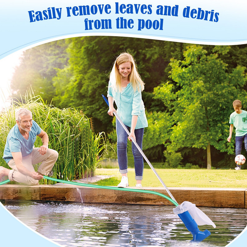 Mini kaasaskantav basseinitolmuimeja basseini puhastamise tarvikute jaoks koos 5-sektsiooniliste pooluste maapealse basseini spaa tiikidega