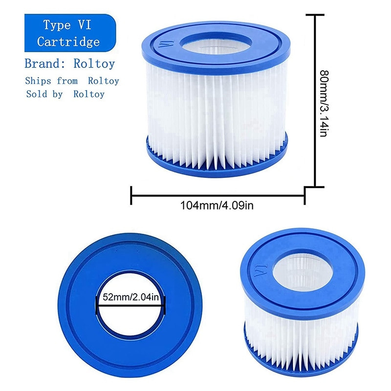 8 vnt baseino filtras, skirtas Bestway SPA filtro siurblio kasetei, VI tipo, kubilo filtrai Lay-Z-Spa, Coleman Saluspa filtrui