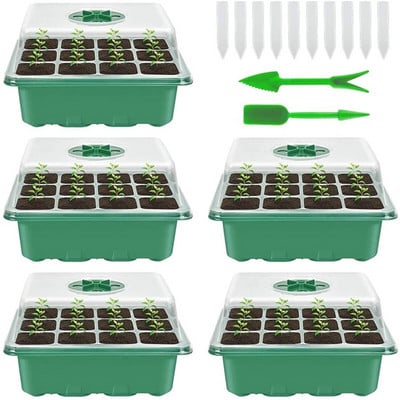 Skutočná zmes potravín na misku) Misky na sadenice (12 semenných buniek s nastaviteľnou vlhkosťou, 5 kusov, trávniková rohož na terasu a záhradu
