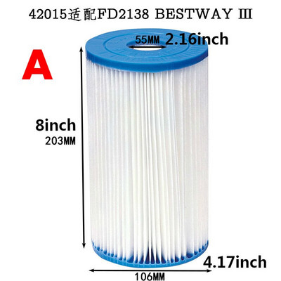 1/2/5 vnt plaukimo baseino įranga C tipo filtro arena piscina filtro kasetė Intex baseino keitimo filtro kasetė Kasdienė priežiūra