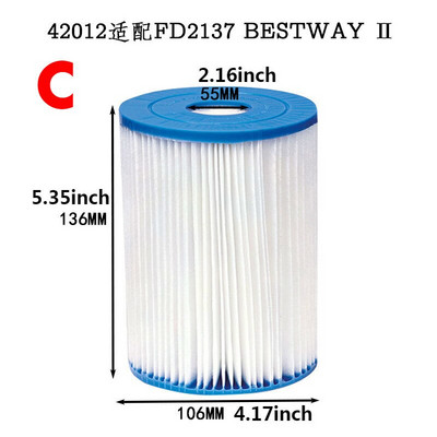 1/2/5 vnt plaukimo baseino įranga C tipo filtro arena piscina filtro kasetė Intex baseino keitimo filtro kasetė Kasdienė priežiūra