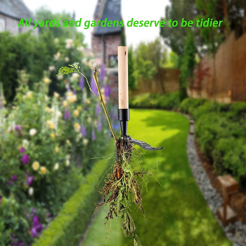 Weeder Stand Up Dispozitiv de îndepărtare a rădăcinilor antirugină fără stâlp Instrumente cu gheare de alumină pentru accesorii de curte de grădină în aer liber Negru 14,5*14 cm