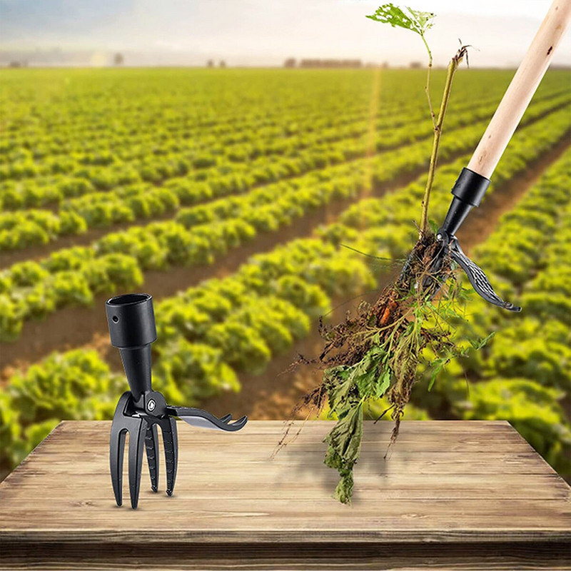 Weeder Stand Up Dispozitiv de îndepărtare a rădăcinilor antirugină fără stâlp Instrumente cu gheare de alumină pentru accesorii de curte de grădină în aer liber Negru 14,5*14 cm