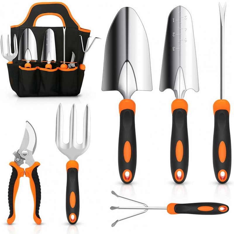 1 set Set de scule de grădină Mistrie de mână Mâner ergonomic Anti-rugină cu geantă de tote Transplanter Pravitor Tunder Kit de grădină