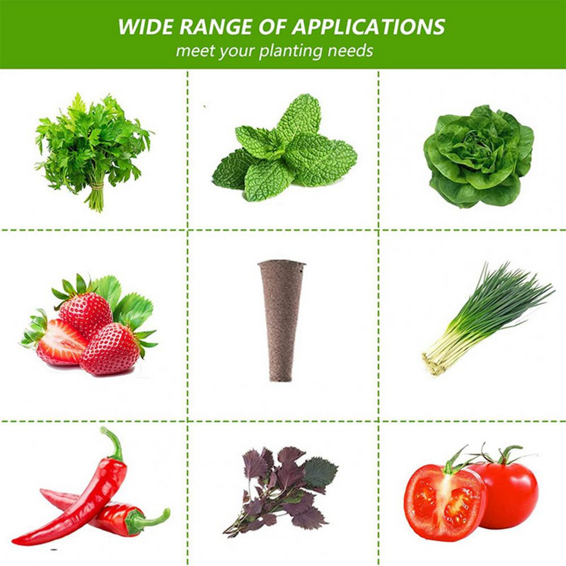50 db termesztő szivacs csíráztató hüvely laza szerkezet, csírázást elősegítő tőzeg PH kiegyensúlyozott gyökérnövekedés szivacsos kertészeti eszköz