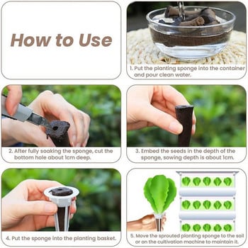 Seed Pod Baskets - Plant Seed Starter Kit Hydroponic Growing Kit Seed Sponges Grow Baskets for Seed Starting Root Growth (50 P