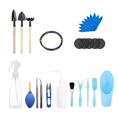 30 darabos mini kerti kéziszerszámok kültéri bonsai eszközök átültetése virágültetés, zamatos miniatűr kertészeti eszközök