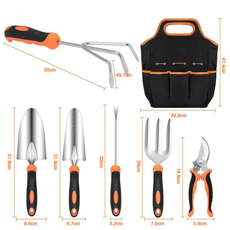 1 set Mistrie de mână Mâner ergonomic Anti-rugină cu geantă de tote Transplant multifuncțional Mașină de tuns iarbă Tunder Kit de grădină pentru grădină