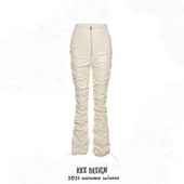 Baltos plonos odinės kelnės