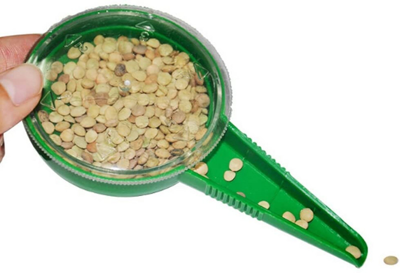 Rokas sēklu sējmašīna, pārnēsājams mini rokas sēklu dozators dārza augu startera sējmašīnai ar 5 dažādiem iestatījumiem