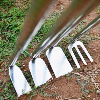 Ανοξείδωτο ατσάλι Garden Hoe Rake Εργαλείο χειρός, Hoe&3 Prong Cultivator Dual Headed Gardening Tool, Βοτάνισμα, Σκάψιμο, Σπορά πολλαπλών χρήσεων