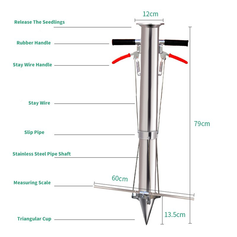 Aia käsitööriistad köögiviljade istutamiseks Põllumajandus Seemikute siirdamismasin Kiirkülv Roostevabast terasest seemikute nihutaja