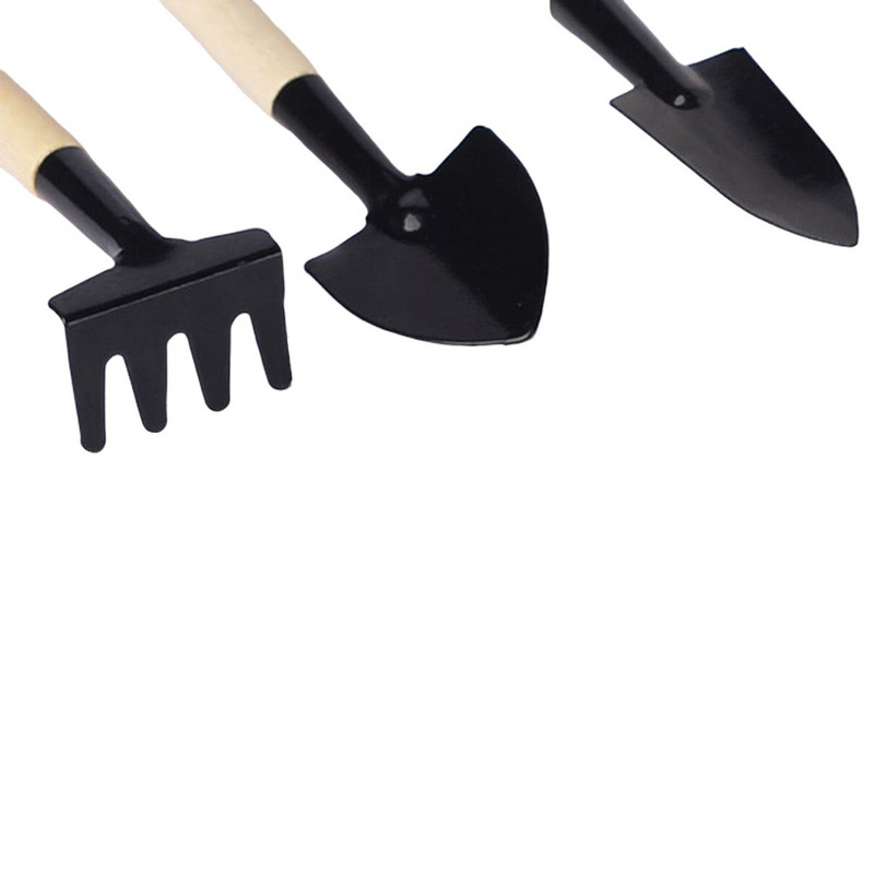 3 ks/sada mini lopatiek, sada hrablí, drevená rukoväť, kovová hlava, lopata na kvety, črepníkové rastliny, mini rozmetadlá semien, záhradné náradie