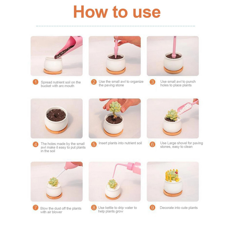 Sultingi augalai Įrankiai Mini sodo rankinių įrankių rinkinys persodinimo įrankiai Miniatiūriniai sodinimo sodo įrankių rinkiniai kambariniams miniatiūriniams