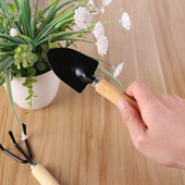 3vnt/komplektas Mini kastuvų grėblių rinkinys medinė rankena Metalinė galvutė Kastuvas gėlėms vazoniniams augalams Mini sėklų skleistukai sodo įrankiai